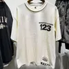 2023ss Camiseta tamanho grande com estampa de letra casual vintage lavado camisetas roupas femininas roupas masculinas