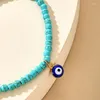 Anklets Huatang Blue Turquoise Devil's Eye Feade Feed Ornament Bohemian Rice Bead Chain6969