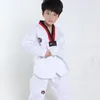 Bühnenkleidung Weiße lange Ärmel Kinder Judo Kimono Kleidung Kinder Karate Wettbewerb Performance Kostüme Jungen Mädchen Taekwondo Anzüge