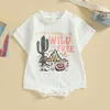 Jumpsuits Baby vrouwen Westerse Brief Cactus Cowboyhoed Gedrukt Korte Mouw Ronde Hals Bodysuit Zomer Casual Kleding G220606