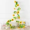 Dried Flowers 1pcs Simulated flower rattan sunflower fake silk air conditioning pipe decoration