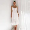 Casual Dresses 2023 Spring/Summer Women's Clothing Europe And America Sexy White Cotton Suspended Dress V-neck Bottom