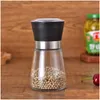 Mills Pepper Grinder Mill Glass Round Bottle Salt Herb Spice Hand Manual Cooking Bbq Seasoning Kitchen Tools Drop Delivery Home Gard Dhsan