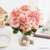 Torkade blommor Silk Rose Peony Artificial Bouquet Hög kvalitet för heminredning Julbröllop Brudtillbehör