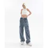 Dżinsowe dżinsy Summer American Women Denim Retro Design Multi Pocket Pants Mężczyzna i Moda Street Straight Leg Mass