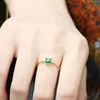 Band Rings Band Rings Simple Female Small Green Stone Ring Vintage Yellow Gold Color Love Wedding Ring Fashion Promise Engagement Rings For Women AA230323 J230612
