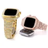 Full Diamond Armor Case Bracelet à boucle papillon en métal Band Link Bracelet Bretelles Bandes Bracelet pour Apple Watch Series 4 5 6 7 8 SE iWatch 44mm 45mm