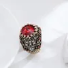 Cluster Rings Wbmqda Boho Red Crystal Big Ring For Woman Antique Gold Color Ethnic Bridal Vintage Wedding Jewelry Gifts 2023