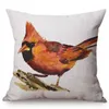 Pillow Bird Style Nordic Splatter Art Print Home Decor Pillows Case Woodpecker Titmouse Fairy Sparrow Cotton Linen Sofa Cover