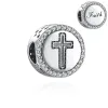 För Pandora Charms Authentic 925 Silver Pärlor Dingle Faith Blessed Prayer Cross Bead