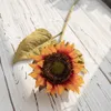 Dried Flowers Big sunflower branch with fake leaves artificial flowers for bedroom decoration artificiales