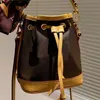 Neonoe Bucket Bag Designer Fashion Women's Handbag Purse Leather Print DrawString Shoulder Crossbody Bag Handväska kan vara stygg rem