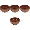 Bowls 4 Count Containers Kids Solid Wood Bowl Retro Round 15X15X8.5CM Dessert Jujube Serving Child