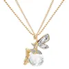 Pendentif Colliers Femmes Élégantes Danseur Partie Ange Aile Fée Collier Mignon Charme Cristal Volant Papillon Chandail Chaîne Pour Fille