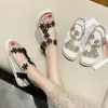 S Sandals Women Shoes Beach for Woman Transparent Summer Clear Calfeter com saltos médios Sapatos de calcanhar de sapatos de diamante