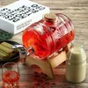 Bar Tools 1L Glass Whiskey Barrel Wine Chopp Growler Beer Bottle Fruit Aging Alcohol Honey Storage Container With Base Faucet 230612