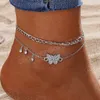 Vintage Silver Color Chain Anklet for Women Zircon Fjäril Pendant Crystal Charm SeaBeach Anklet Fashion Jewelry Gift