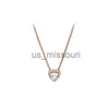 Pendentif Colliers Véritable S925 En Argent Sterling Fit Pandora Couple Collier Or Rose Classique Élégant Collier Ensemble DIY Coeur Amour Coeur Bleu Crysta Charme J230612