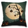 Pillow Halloween Cover Castle Pumpkin Witch Bat Digital Printed Linen