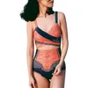 Kvinnors badkläder Kvinnors sexiga retrotryck Slim Body Cover Belly Beautiful Back Fashion Conservative Bikini