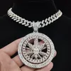 Pendant Necklaces Men Hip hop Iced out Bling Rotatable Maple Leaf Pendant Necklace 13mm crystal Cuban Chain Hiphop Necklaces fashion Charm jewelry 230609