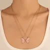 Pendant Necklaces Fashion Charm INS Two Butterfly Stitching Friendship Necklace For Women Personality Colorful Jewelry Friend Gift R230612