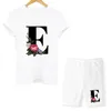 Women's Two Piece Pants Two Piece Sets Women Summer Letter Printed T ShirtsShorts Ensemble Femme Short Sleeve O-Neck Casual Biker Joggers Sexy Outfit 230612