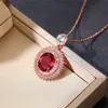 Pendentif Colliers Magnifique Ovale Rouge CZ Collier Femmes pour la Cérémonie De Mariage Partie Plein Dazzling Cubic Zirconia Lady's Neck Jewelry R230612