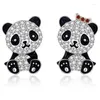 Hoop Ohrringe 2023 Schwarz Panda Stud Für Frauen Nette Mädchen Zirkon Kristall Silber Farbe Mode Vielseitige Ohr Schmuck Geschenke