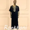 Abbigliamento etnico 1 pezzo lucido maniche corte musulmano Jubba Thobe uomo Pakistan Djellaba lusso saudita Abaya marocchino tessitura vestaglia Eid/Ramadan