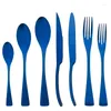 Dinnerware Sets 7Pcs Cutlery Set Stainless Steel Black Tableware Steak Matte Knife Fork Coffee Spoon Western Kitchen Flatware