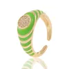 Anelli regolabili al neon multicolore Y2K con gioielli in rame placcato oro di tendenza in pietra zircone CZ per regali raffinati da donna