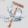 YINTAL Rose Gold Men's Manual Classic Barber Shaving Safety Razor Shaver com 5 Lâminas para Barba Corte de Cabelo Cuidados Pessoais L230523