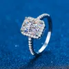 Solitaire ring gecertificeerde stralende geslepen verlovingsring 1CT 2CT kleurloze VVS diamanten voorstel ringen sterling zilver Weddig band geschenken 230609