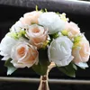 Fiori secchi 26 cm seta bianca artificiale rosa palla fase strada piombo centrotavola di fiori per tavoli bouquet matrimonio fai da te disposizione della casa