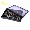 Jewelry Boxes 100 Slot Black Velvet Sponge Ring Display Box Cardboard Jewelry Storage Case Holder Showcase Ring Cufflink Jewelry Tray With Lid 230609