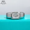 Solitaire Ring AnuJewel 2ct D Color Emerald Men Ring 925 Sterling Silver 18K Gold Plated Engagement Rings For Man Jewelry Wholesale 230609