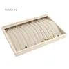 Boîtes à bijoux Unique-Beige Velours Collier Anneau Boucle D'oreille Titulaire ly Plateau à Bijoux En Bois Série Bijoux Disply Bijoux Organisateur Boîte 230609