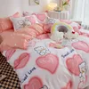 Ensembles de literie Style Princesse Rose Ensemble de Literie à Carreaux Ins Drap de Lit Housse de Couette Simple Double Taille Linge de Lit Garçons Filles Décor Chambre Z0612