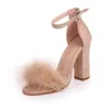 Sandales Maogu femmes chaussures à talons épais fourrure caoutchouc pour filles femme 10 cm talons hauts en cuir chaussure tendance 2023 pompes chaussures décontractées