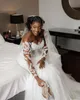 Suknia ślubna syreny z syreną plus w wielkości 2023 Sheer szyi długie rękawy koronkowe aplikacje afrykańska suknia ślubna niestandardowa vestidos de noiva