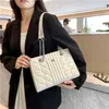 Tote Bag Women's 2023 New Checkered Embroidery Thread Bag Fashion niche Design Simple and Versatile Chain Shoulder Bag 75% Cheap Outlet wholesale