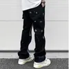 Heren Jeans Hip Hop Contrast Kleur Splice Gespikkelde Inkt Verf Micro Flared Jeans voor Mannen Rechte Baggy Y2K Denim Broek Oversized Cargos 230612