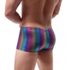 Caleçon mode hommes Sexy U convexe arc-en-ciel brillant Nylon Boxer homme pénis poche boxeurs sous-vêtements Gay mâle érotique Clubwear