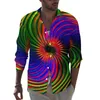 Camicie casual da uomo Trippy Hippie Y2K Camicia Uomo Trendy Retro Print Autunno Moda Camicette Manica lunga Graphic Top oversize