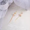 Dangle Earrings Uer Delicate Crystal White Resin Flower For Women Gold Color Brass Long Chain Tassel Fashion Jewelry