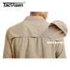 Herrenhemden TACVASEN mit 2 Brusttaschen mit Reißverschluss, taktisches Hemd, schnell trocknendes, hautschützendes Langarmhemd, Team-Arbeitsoberteile, Outdoor 230612