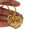 Anhänger Halsketten Arabisch 24k Gold Farbe Herz Halskette Für Frauen Rotierende Kette Afrikanische Pflanzen Schmuck Liebe