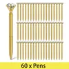 60 stks Diamond Gold Pennen Fancy For Women Pen Met Op Top Office Decor Metalen Balpen