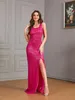 Urban Sexy Dresses Dubai Graduations Madder Rose Sequin Vestidos De Fiesta Sleeveless SquareNeck Formal Gowns Leg Slit Evening Party Robe 230612